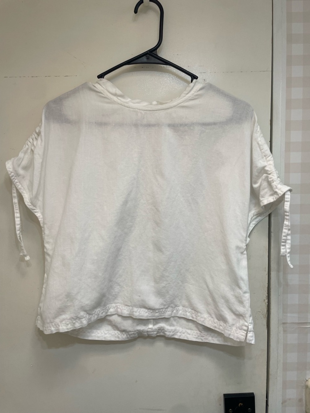 Ex Voto linen cotton summer top XS S white luxury cropped blouse